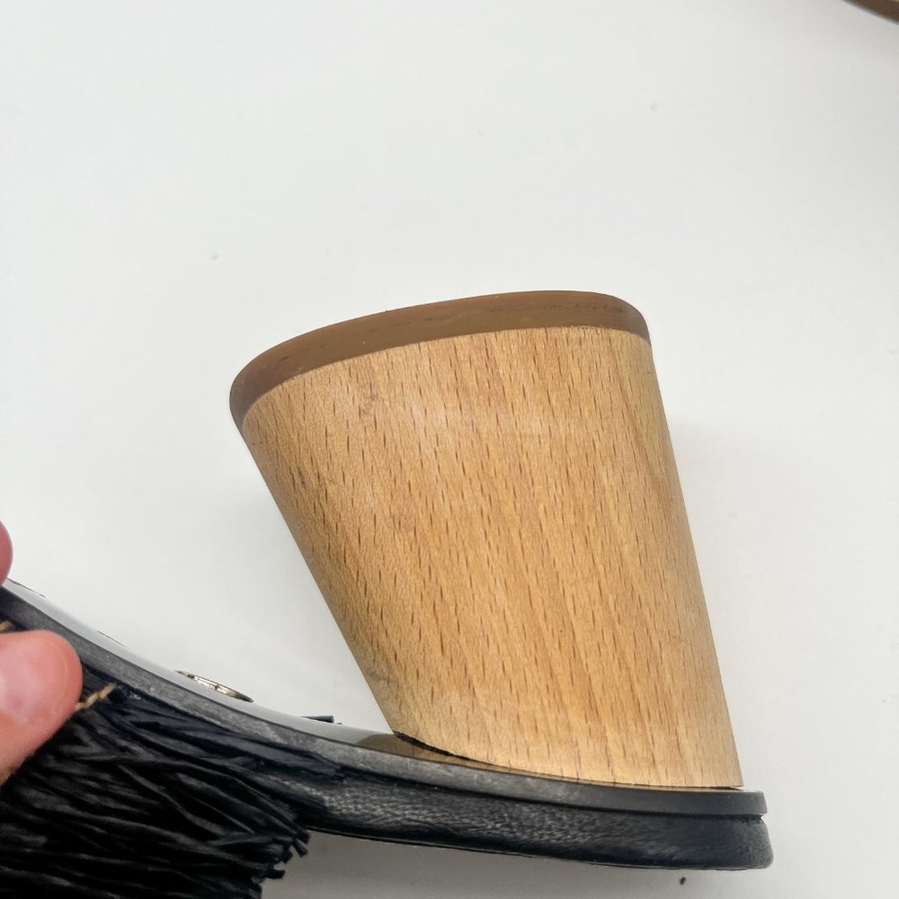 Proenza Schouler Straw Black and Beige Slide Sandal Block Heel Sz 36.5 - Picture 8 of 11